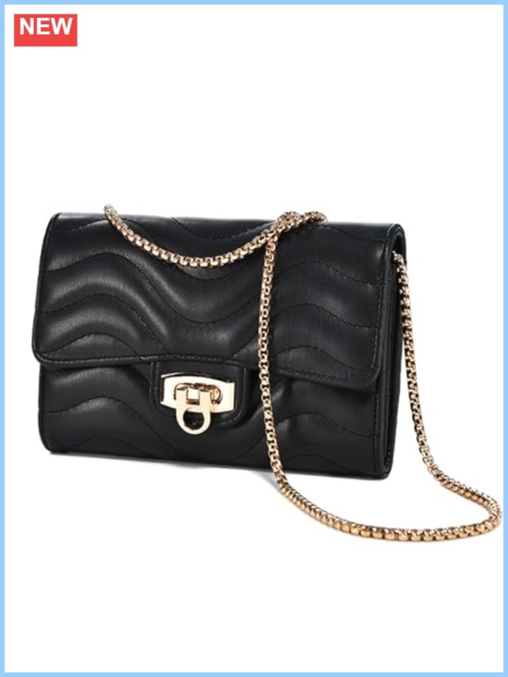 Faux Leather Crossbody Bag with Chain Strap, Compact Phone Wallet, Versatile